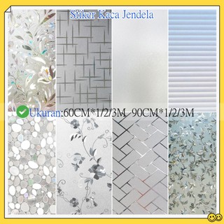 Stiker Kaca Bermotif 90Cm x 300Cm Sticker Kaca Jendela Tidak Tembus Pandang Sandblast Glitter Motif Anyaman Paving