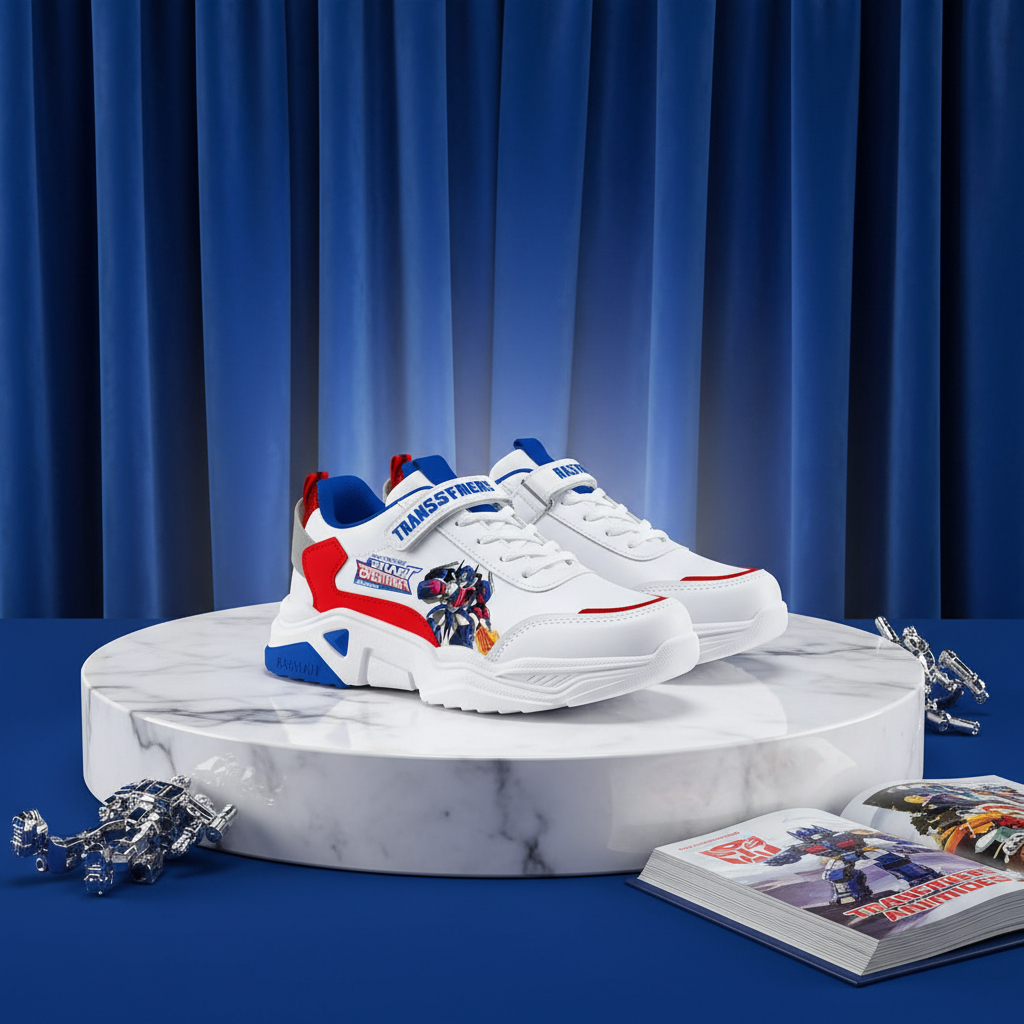 รองเท้าเด็กผู้ชายพร้อมภาพหุ่นยนต์ optimus prime – รองเท้าเด็กสําหรับ PAUD, TK, SD, ภาพ Transformers TRS03