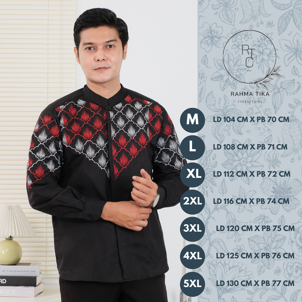 KEMEJA KATUN RTS Aydin 01 เสื้อเชิ้ตปักลายผู้ชายผ้าฝ้ายสีดํา, เย็บปักถักร้อยเต็มรูปแบบล่าสุด, ตาข่าย