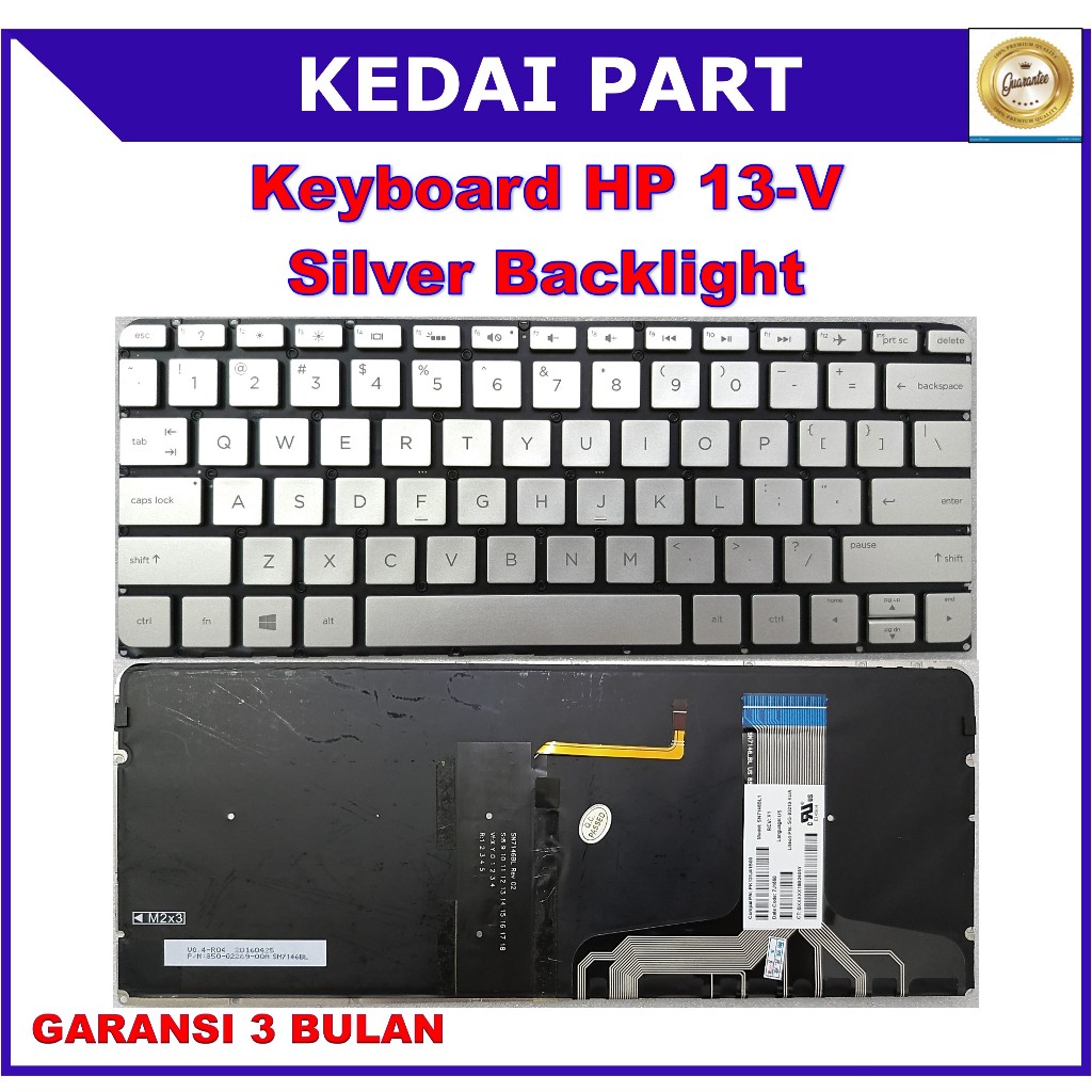 HP Spectre 13V 13-V 13-V001LA 13-V001TU 13-V002TU 13-V004TU 13-V151NR คีย์บอร์ดแบ็คไลท์สีเงิน