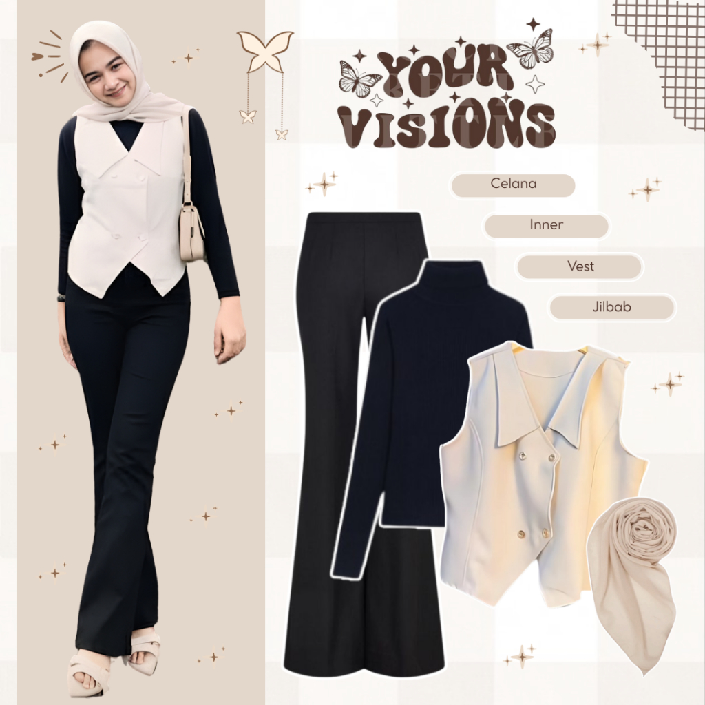 ชุดวัยรุ่นสมัยใหม่ (Vivi Vest, Inner, Cutbray, Bella Square) ชุดเดียวสําหรับสาววันนี้ - LN73