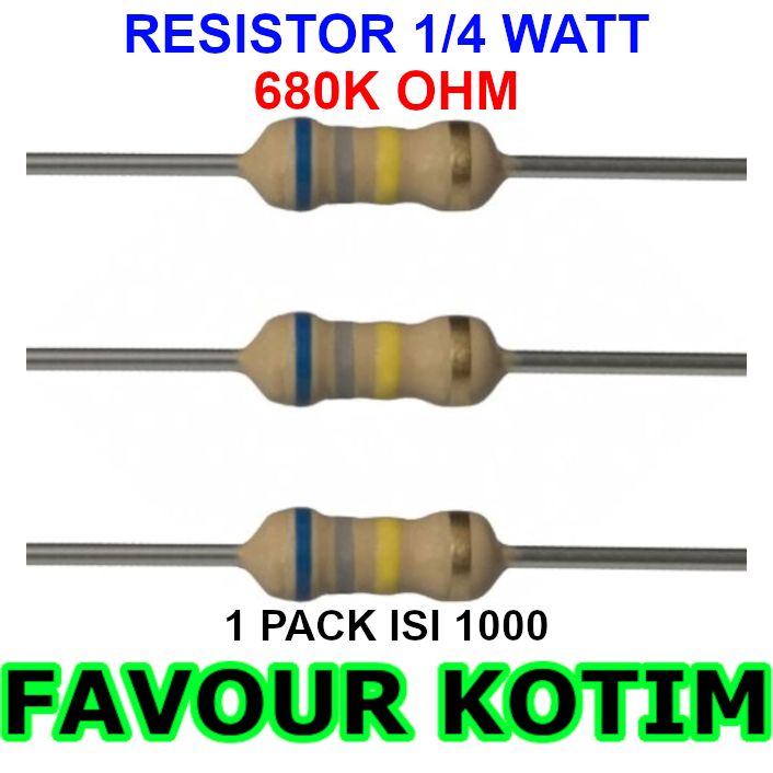 OHM R 1/4 WATT 0.25W 680K RESISTOR 5 PERCENT 1 PACK CONTAINS 1000 FVKOTIM