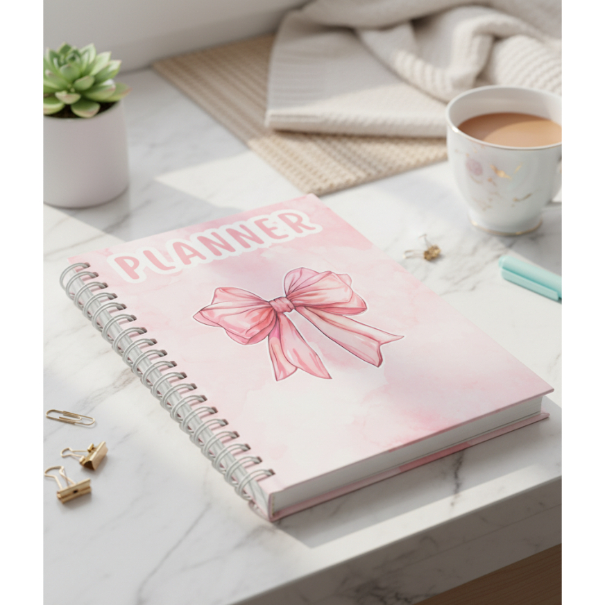 Planner 2026 2027 สีชมพูปกแข็ง Undated / รายเดือน Planner / วางแผนรายสัปดาห์ / Daily Planner / Yearl