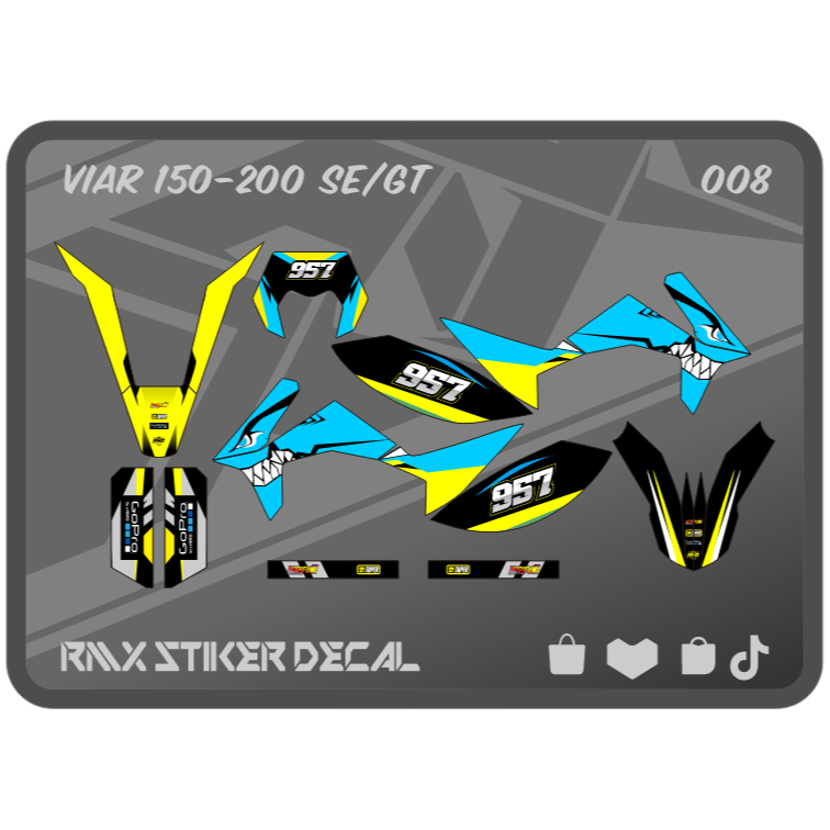 STABILO HIJAU MERAH VIAR 200 SE สติ๊กเกอร์เต็มตัว (008) CROSS X CX 150 GT DECAL STICKER BLACK RED, Y