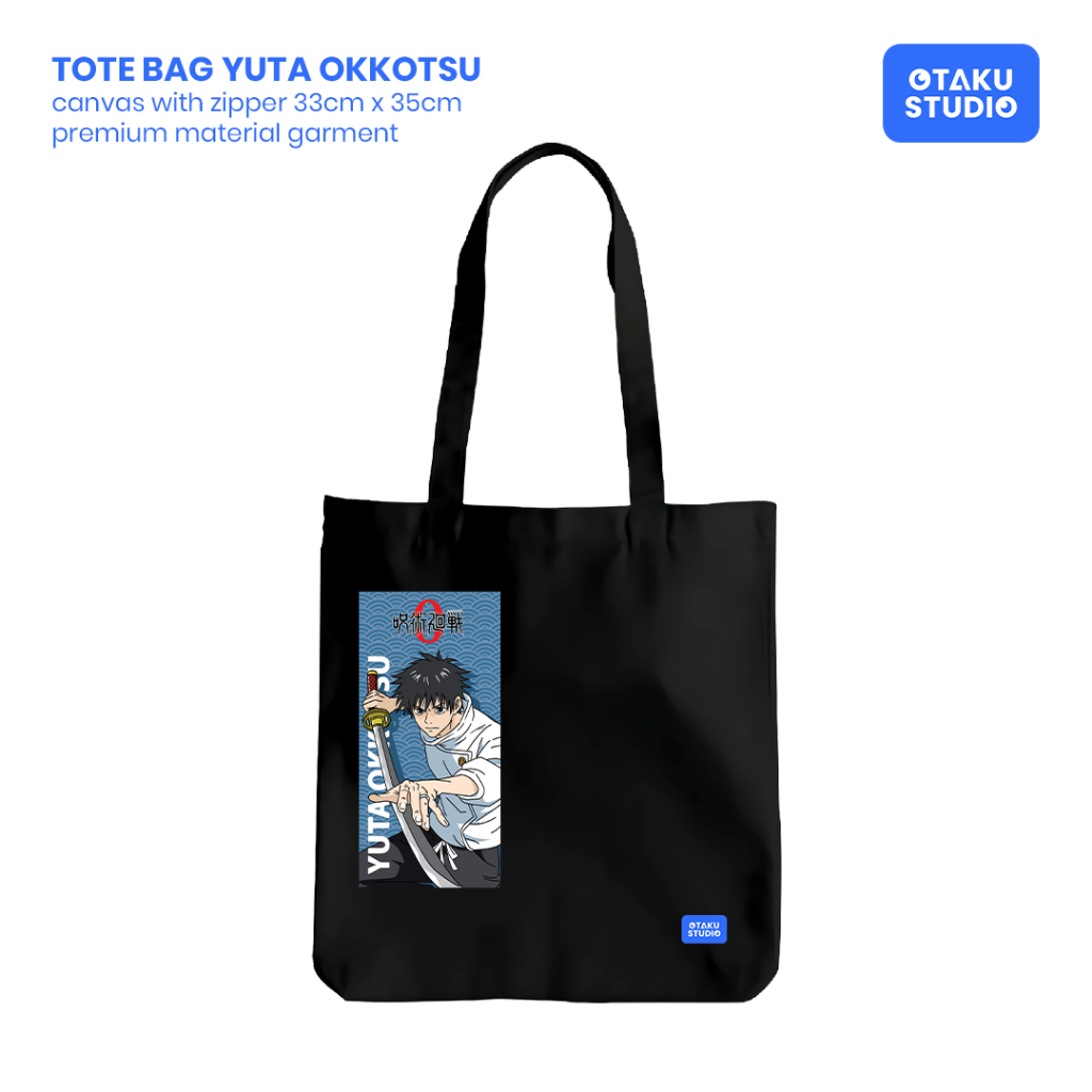 Otaku Studio - Jujutsu Kaisen Yuta Okkotsu Anime Canvas Tote bag 33cm x 35cm ซิปสีดํา