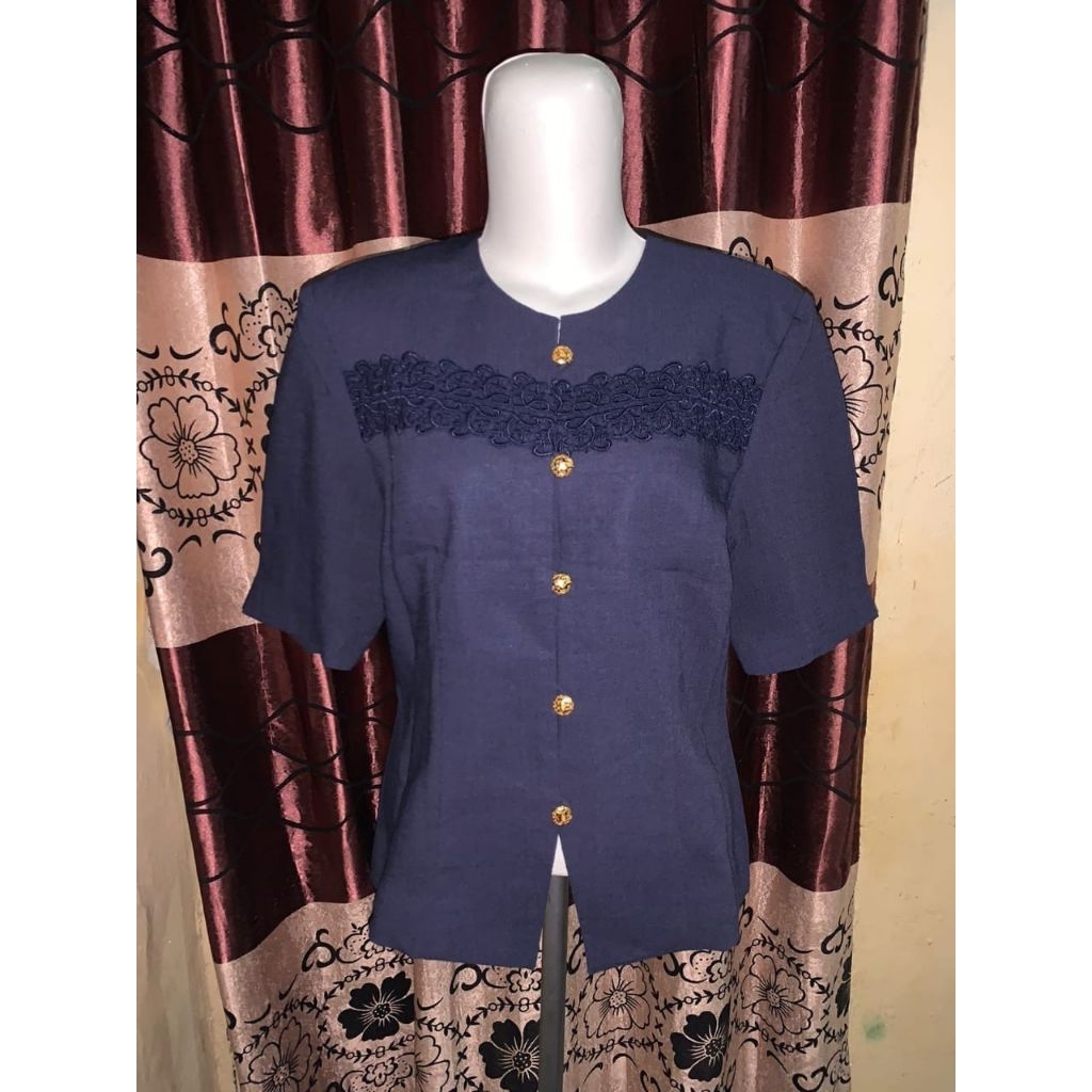 K99 Blouse Semicrop รุ่นกี่เพ้าสีกรมท่า