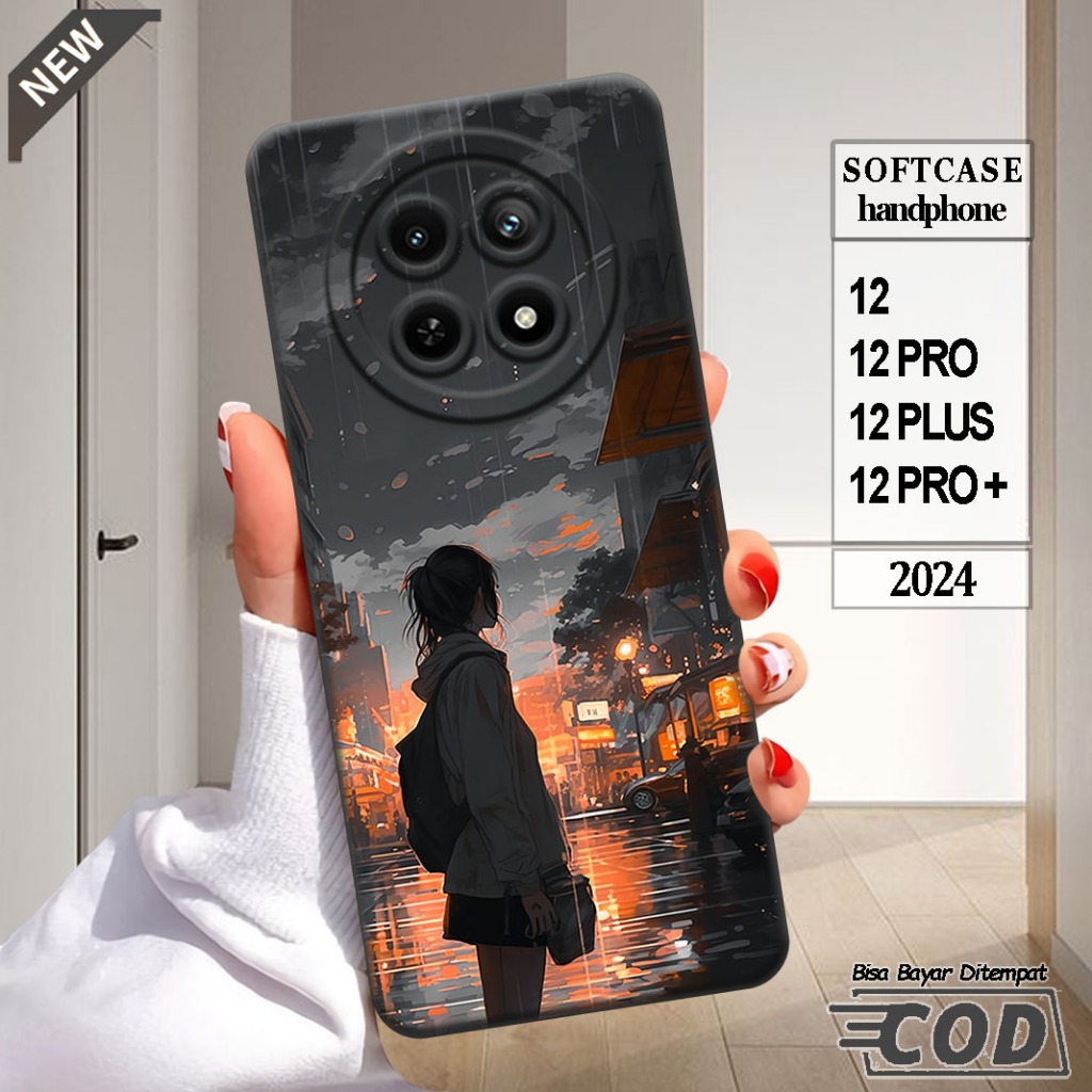 เคส realme 12, Realme 12 Pro, Realme 12 Plus, Realme 12 Pro Plus - วัสดุซิลิโคนยืดหยุ่นสีดําใส