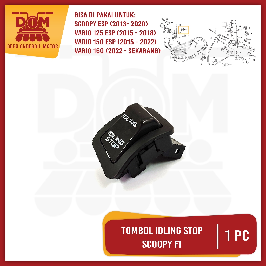 TOMBOL SCOOPY FI (PSP) Idling Stop Button ISS Idling Stop System สวิตช์ขวา BEAT FI ESP Street