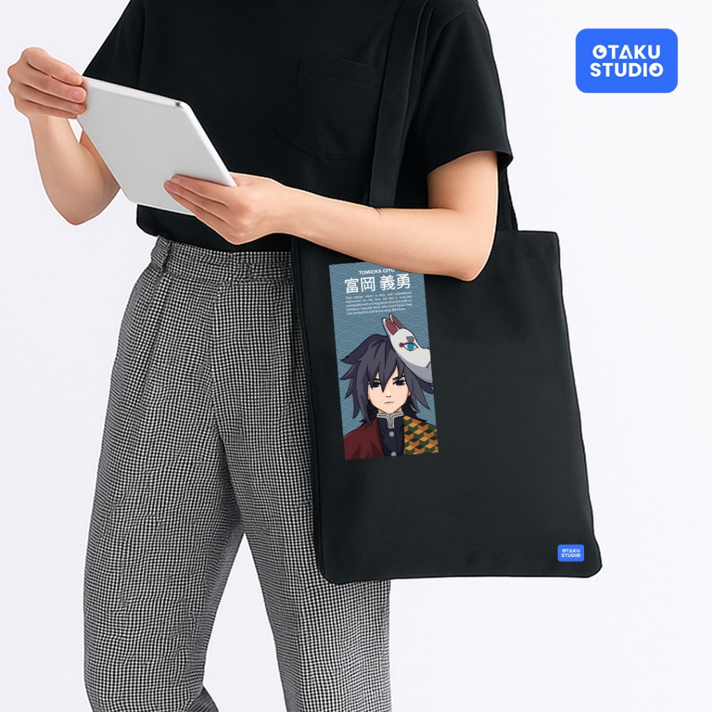 Otaku Studio - Demon Slayer Tomioka Giyu Anime Canvas Tote bag 33cm x 35cm ซิปสีดํา