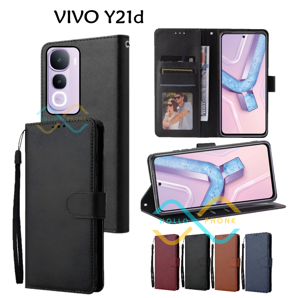 Flip Case Vivo Y21d Wallet Leather Case Premium Casing Hp Vivo Y21d