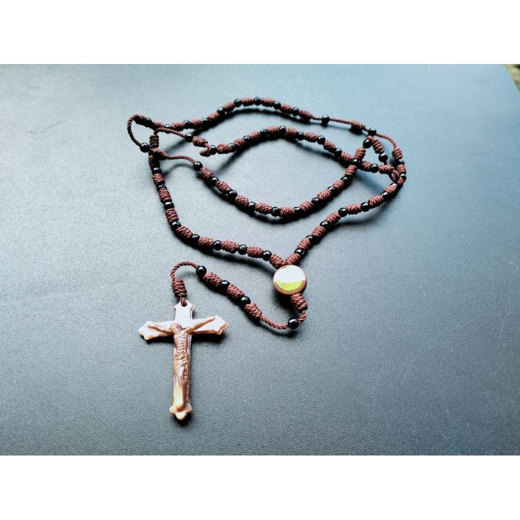 S97 SKAPULIER SCCAPULAR ROSARY CATHOLIC CONTRACT BLACK MOTE