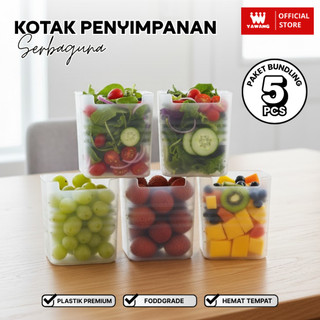 YAWANG Indonesia Paket Bundling 5PCS Kotak Organizer Pintu Samping Kulkas Sayuran Buah Bumbu Dapur Tempat Penyimpanan Makanan Serbaguna Refrigerator Side Door Storage Box Kotak Organizer Sayuran Buah Bumbu Dapur Wadah Multifungsional
