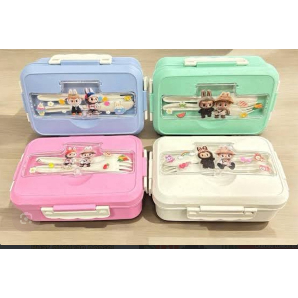 LABU STRAW LUNCH BOX SET ฟรี SPOON & FORK / PUMPKIN LUNCH BOX 1100ML