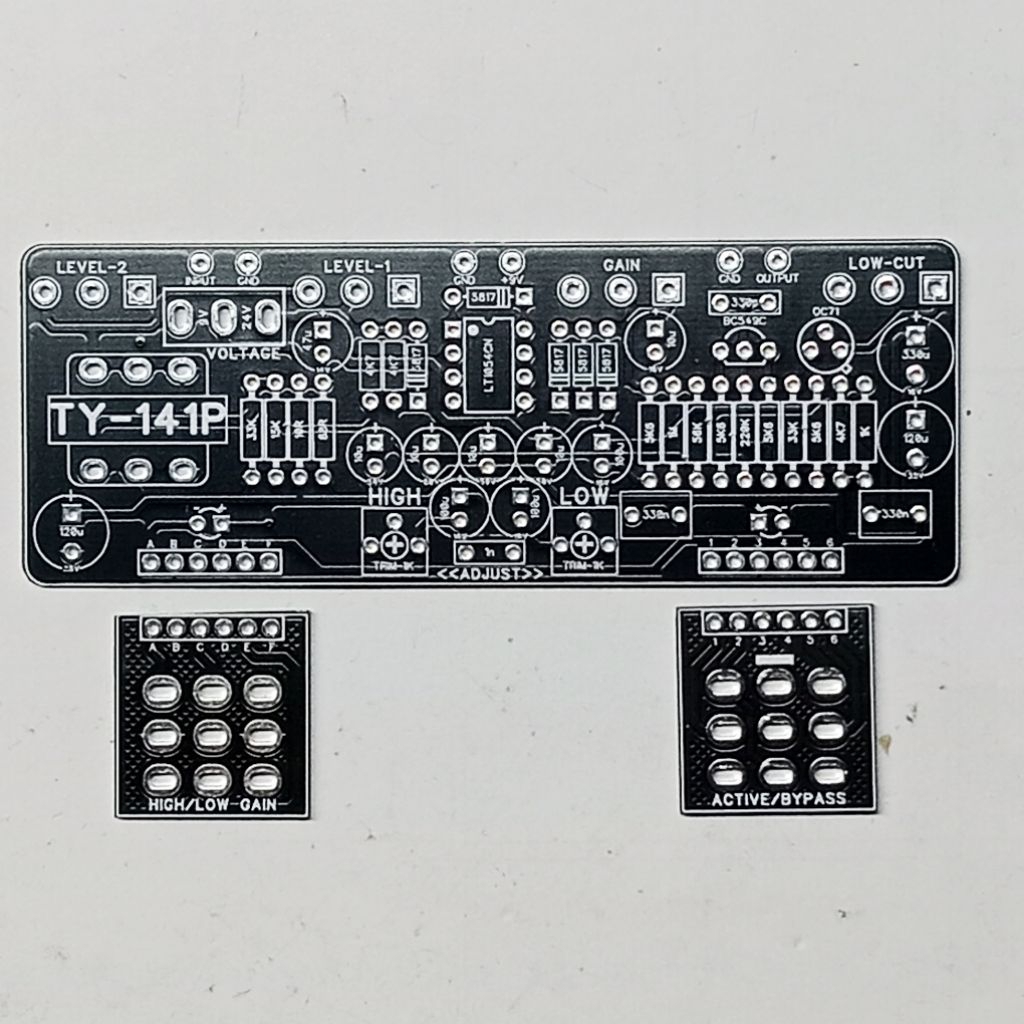 T-Audio PCBFX-368 ตาม Hudson Broadcast Dual Footswitch Preamp Overdrive Fuzz DIY PCB 1590BB OC71 TY-