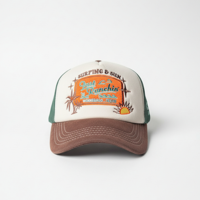 Kids Trucker Hat Surfing & Sun Caps Twill Suede ปักโลโก้ | หมวกเด็กตาข่าย