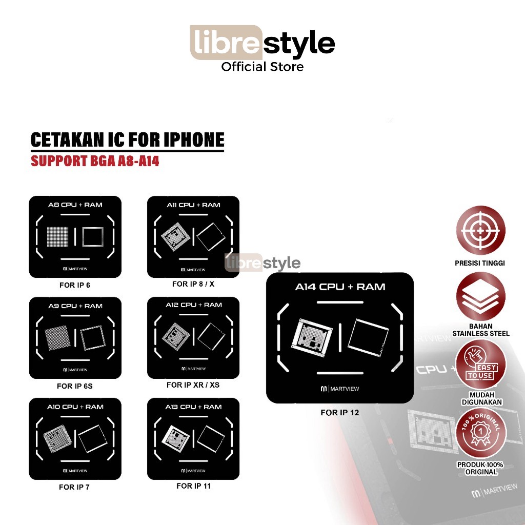 MARTVIEW MOLD IC CPU IPHONE 6 6S 7 8 X XR XS 11 12 - MOLD MARTVIEW BGA A8 A9 A10 A11 A12 A13 A14 - R