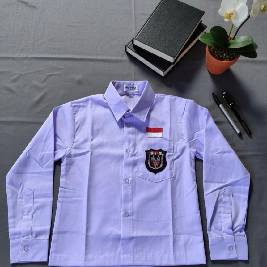 เคมีจา เสื้อเชิ้ตแขนยาวสีขาวสําหรับชุดนักเรียนประถม