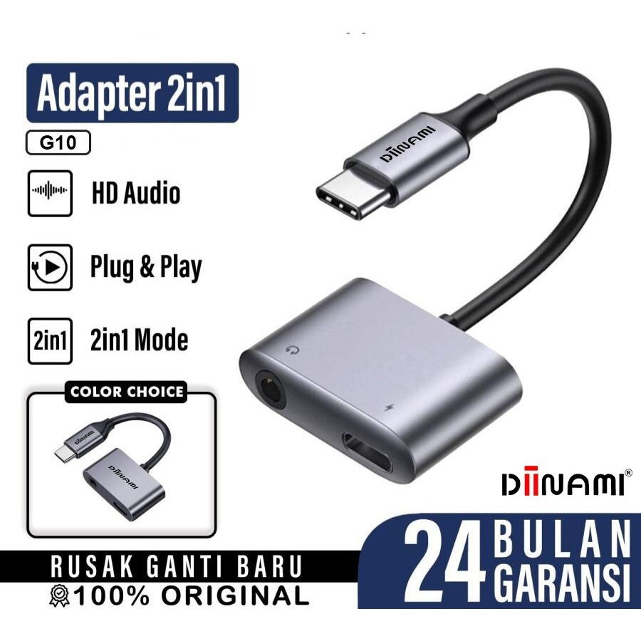 DINAMI G10 Splitter Type C To Jack 3.5 มม. Plus Type C ชาร์จเพลงและโทร MC
