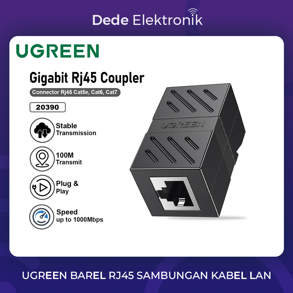 Ugreen Lan Adapter RJ45 Connector Lan Ethernet Network Cable Connection 20390