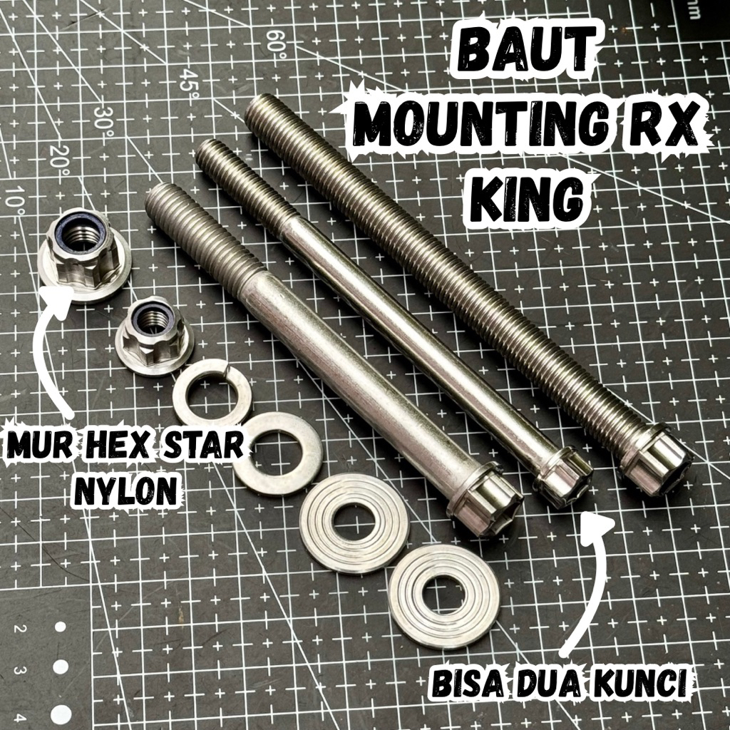 MESIN 1 ชุด RX KING RX K ENGINE MOUNTING BOLT CNC STAINLESS ENGINE FRAME 2 คีย์โดย TJ FACTORY