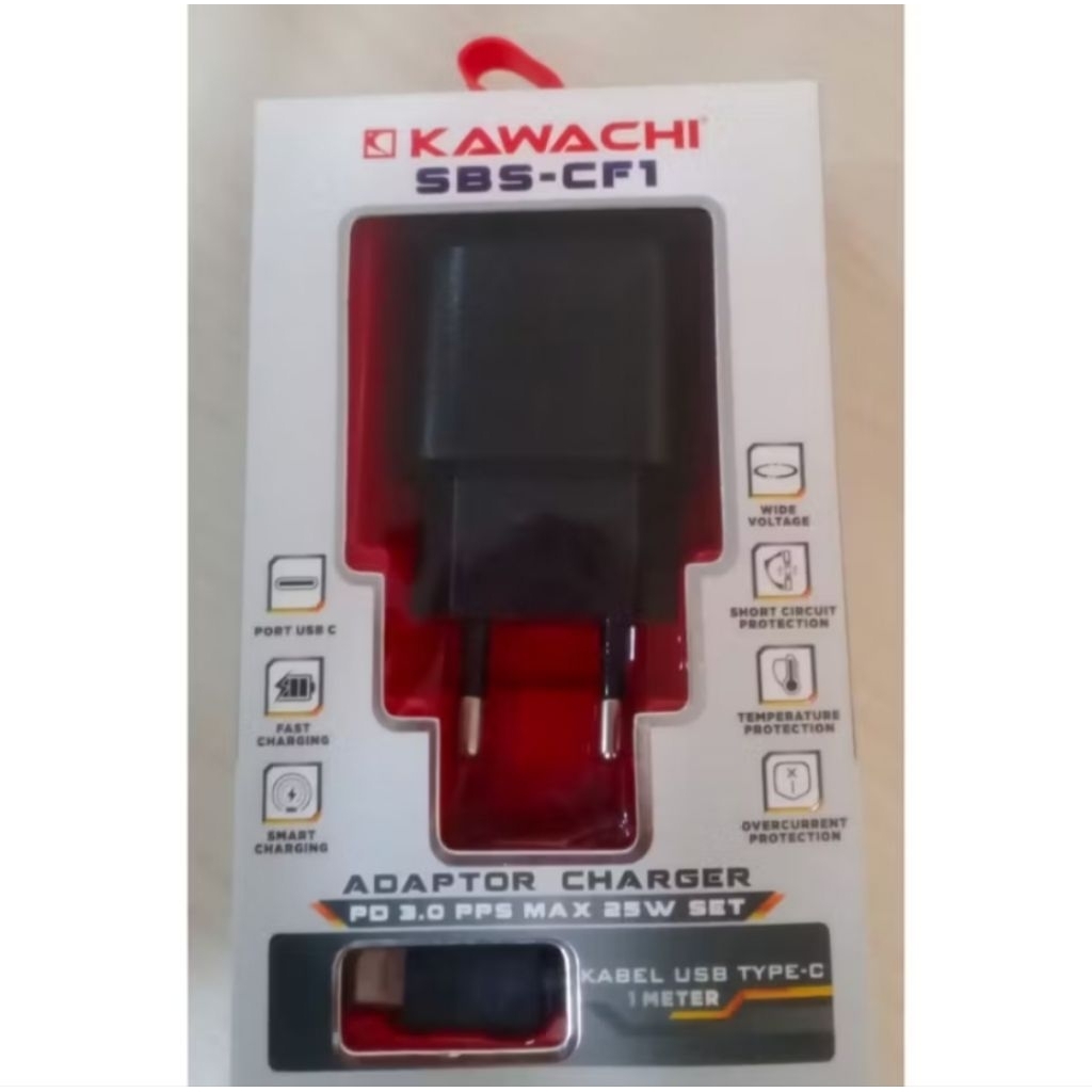 Kawachi PD 3.0 PPS 25Watt SBS-CF1 ชุดอะแดปเตอร์ชาร์จฟรีสาย USB Type C