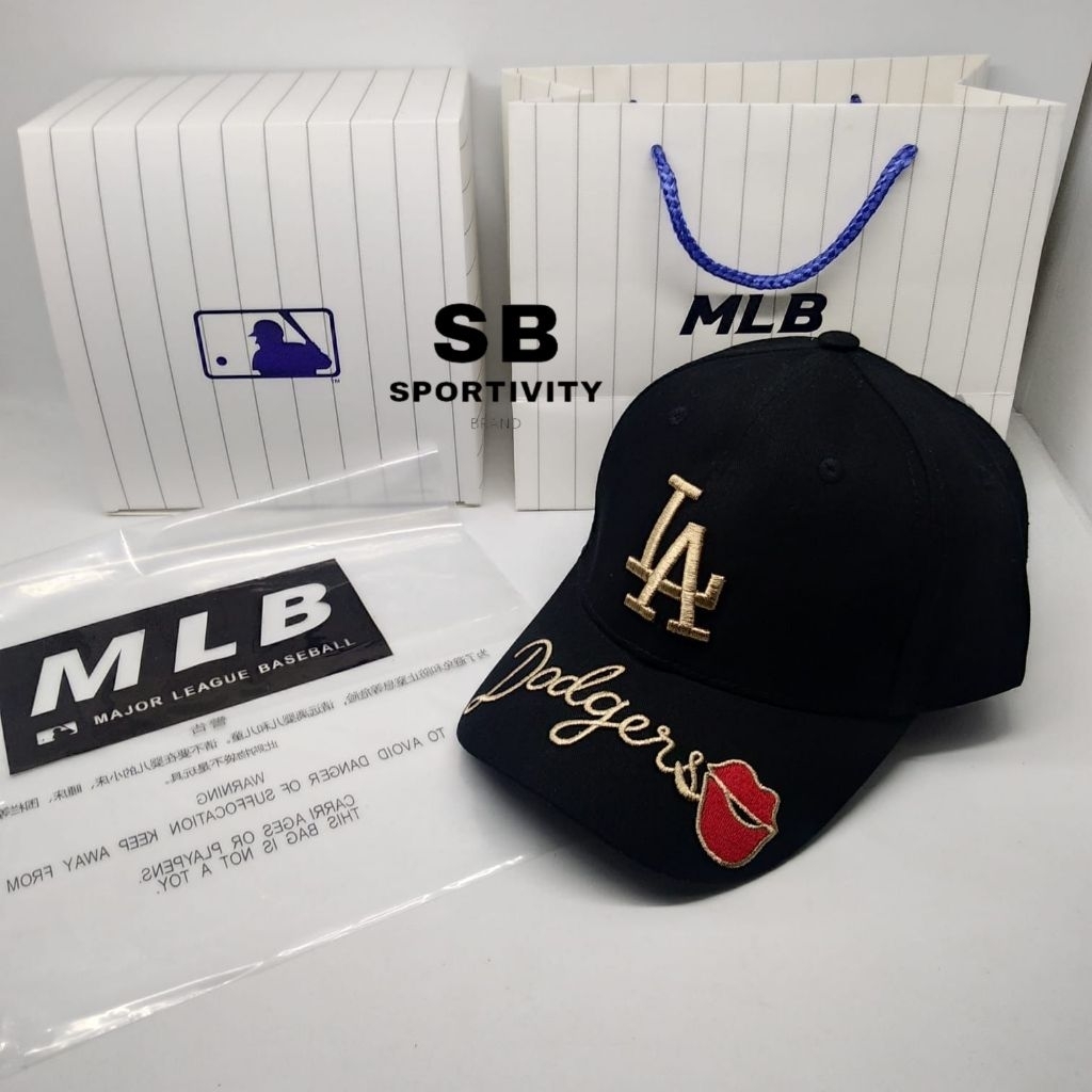 C-101 MLB LA Dodgers Kiss หมวกเบสบอลสีดํา