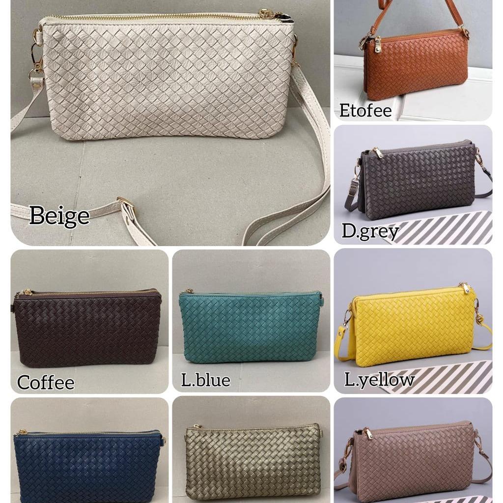 31168A (26x7x14) กระเป๋าสะพายข้างผ้าทอแฟชั่นสตรี