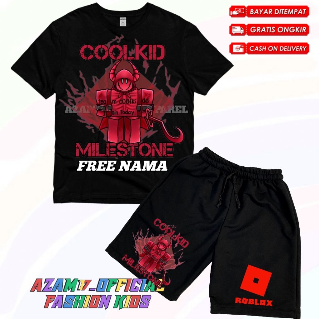 Roblox Forsaken Coolkid Milestone เด็กเสื้อยืดและกางเกงขาสั้นชุดชื่อฟรี / Forsaken Roblox เด็ก Board