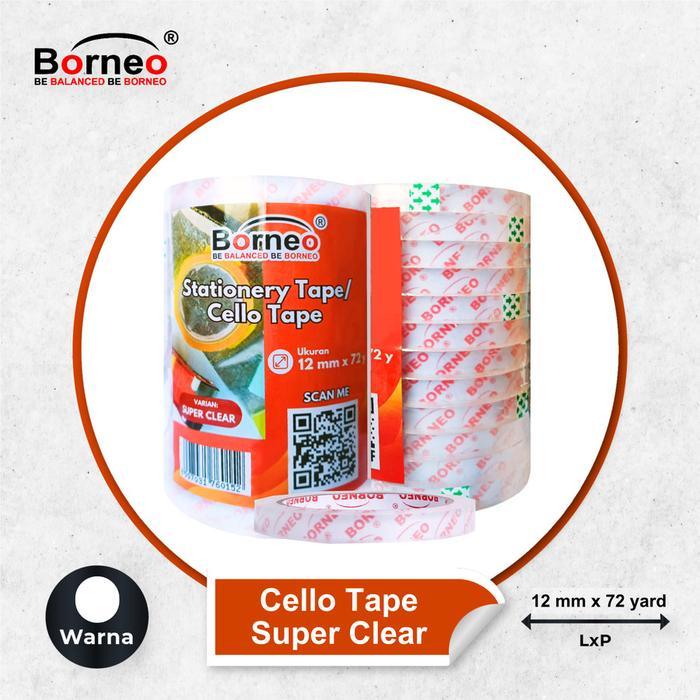 1/2 INCH STATIONERY INSULATION SUPER CLEAR BORNEO TAPE (12MM X 72Y)