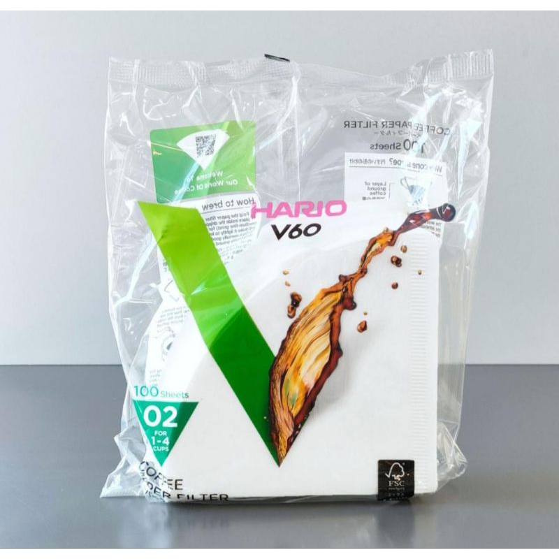 Hario V60 02 กระดาษกรองสีขาว VCF-01-100W ปริมาณ 100 แผ่น สีขาว