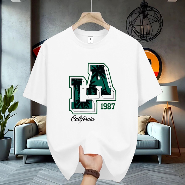 360Ridemax - LA 1987 เสื้อยืดแขนสั้นลําลองทําจากผ้าฝ้าย 24s สําหรับผู้ชายและผู้หญิง หนา สบาย Coolest