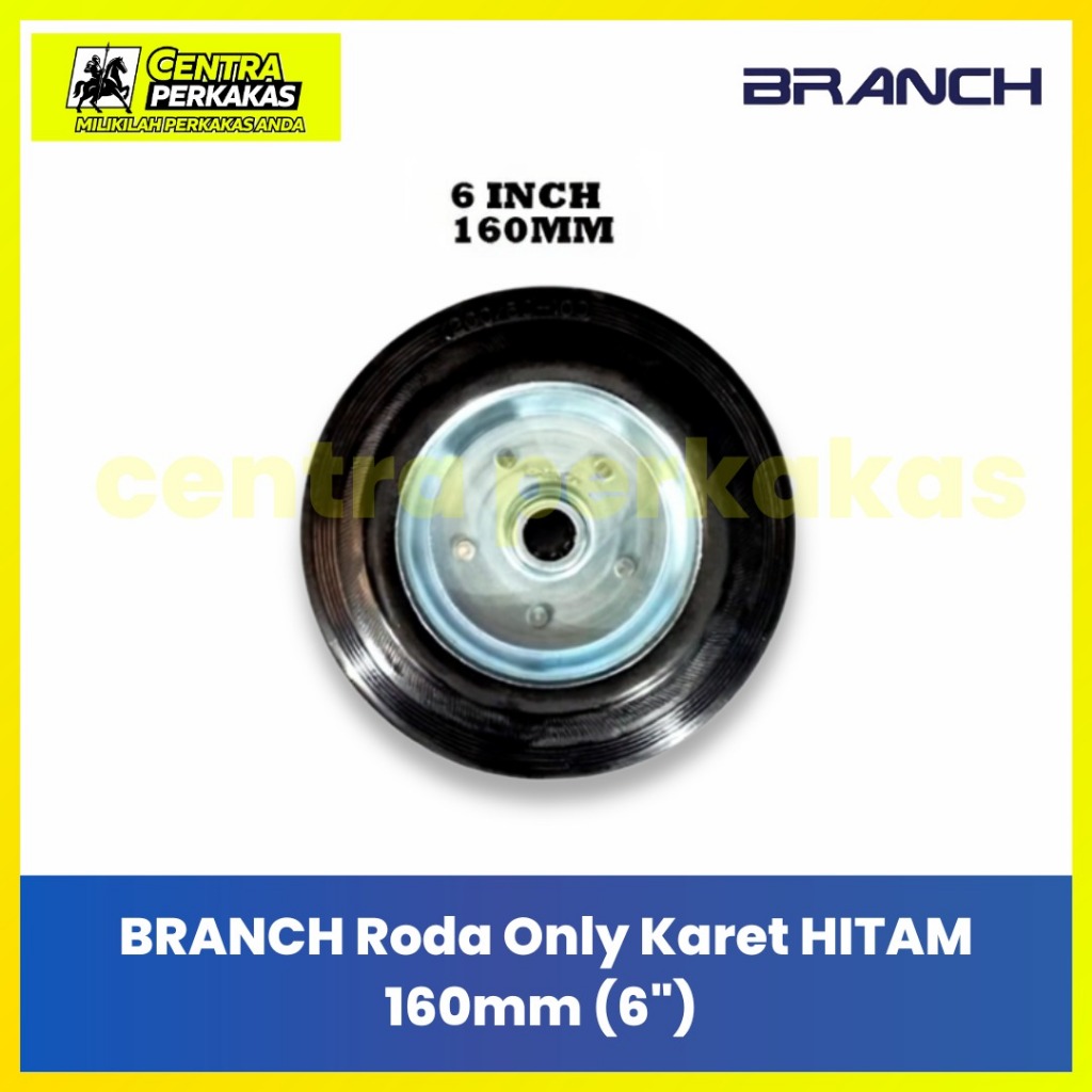 BRANCH REFILL BLACK RUBBER FLAT WHEELS 6"/8" TROLLEY/TROLLI WHEELS