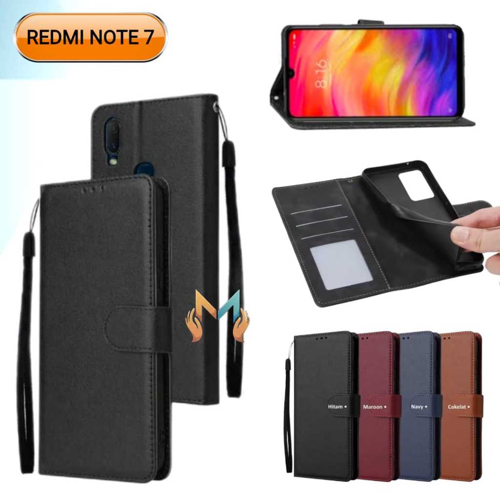 Flip Case Leather Redmi Note 7 Leather Wallet Casing Open Close