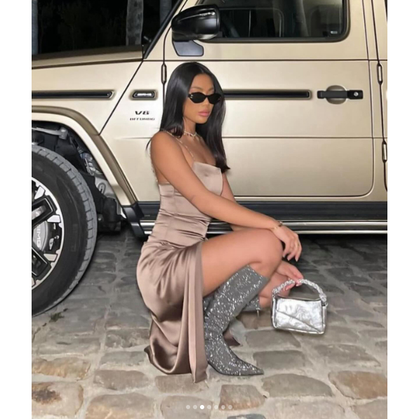 ZARA RHIINESTONE STRAP SATIN EFFECT MIDI DRESS