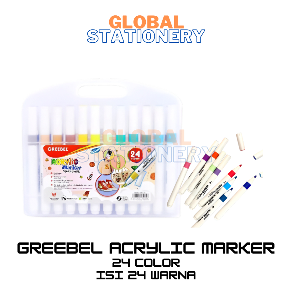 GREEBEL Acrylic 24c Marker Single Head / Sketch Marker / Sketch Markers Set / Marker / Color Marker 