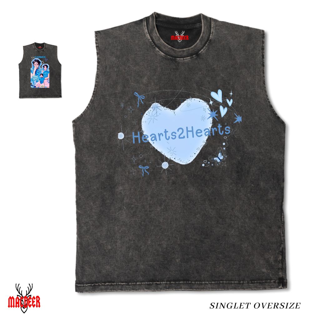 MACDEER เสื้อยืดโอเวอร์ไซส์ CARMEN HEARTS2HEARTS ล้างแขนกุด oversize premium H2H 7-8