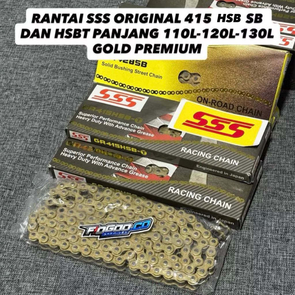 SSS CHAIN 415 110-130 HSBT HSB GOLD SSS CHAIN RACING GOLD 415 130L 415 H 130 THAILAND PNP TO GEAR SS
