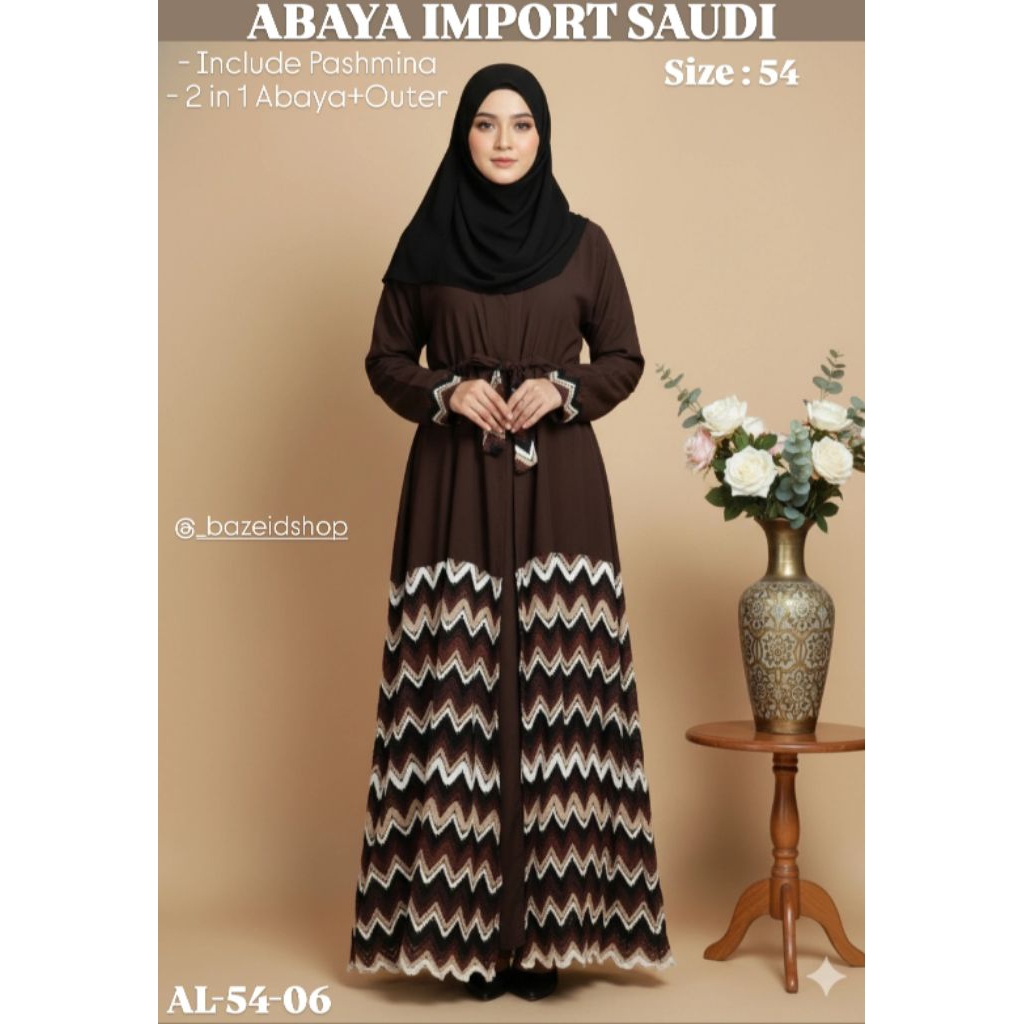 นําเข้า SAUDI ABAYA INCLUDES PASHMINA SIZE 54 CODE AL-54-06 SIZE 54