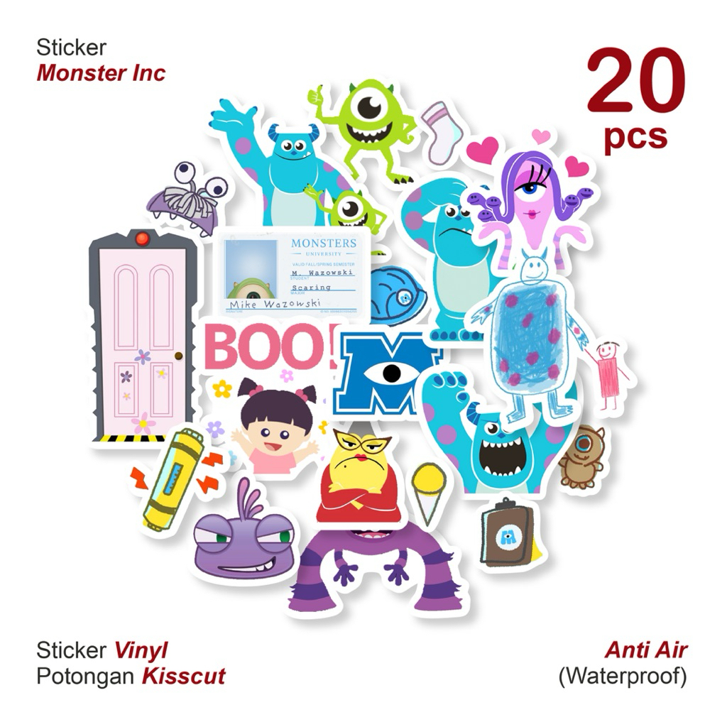 สติ๊กเกอร์ Monster Inc 20 ชิ้น 0048 | พิกซาร์ Movie Sullivan ไมค์บู | แก้วน้ําแล็ปท็อป Ipad HP