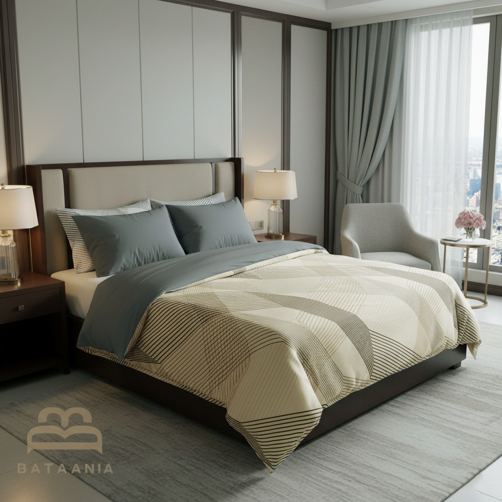 BATANIA ชุดเครื่องนอน Luxury TwoTone ผ้าคลุมเตียง True Xender Motif สูง 30 ซม.