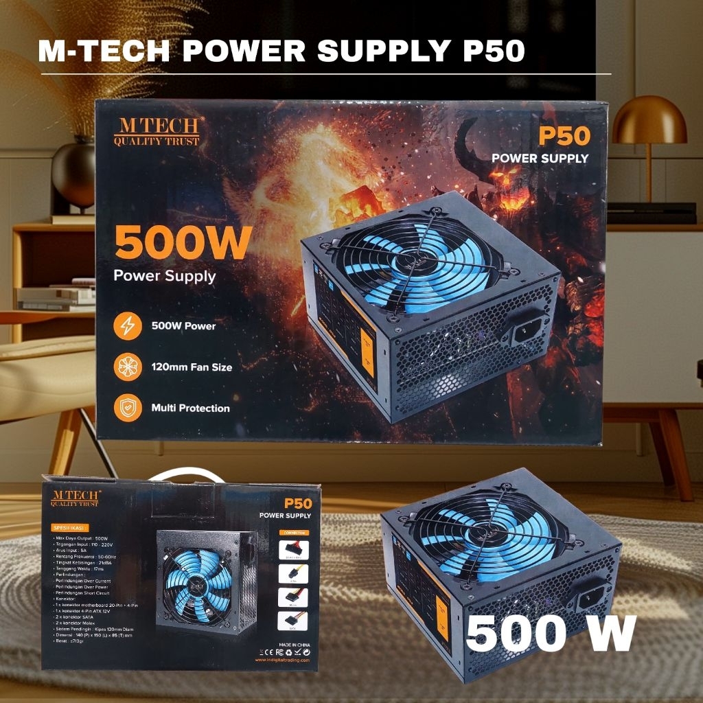 พาวเวอร์ซัพพลาย 500W M-TECH P50 / PSU M-TECH 500 WATT P50