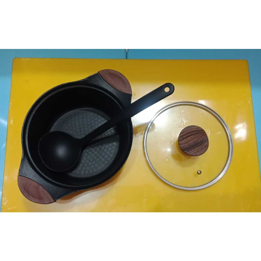 Supra Dutch Oven 20 ซม. Die Cast / Induction Granite Non-Stick Cooking Pot + ฝาแก้ว