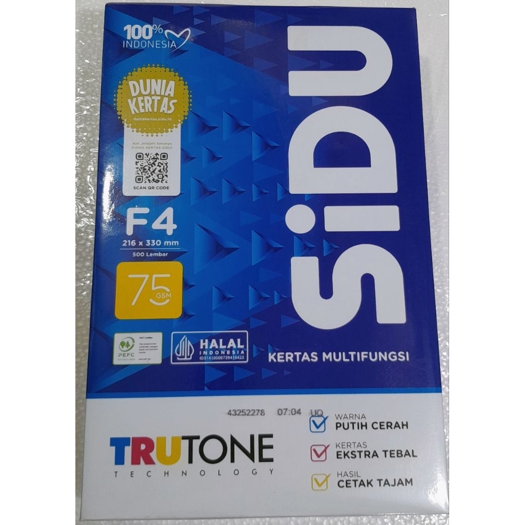 A4/F4 75 GSM SIDU กระดาษ (200 แผ่น)