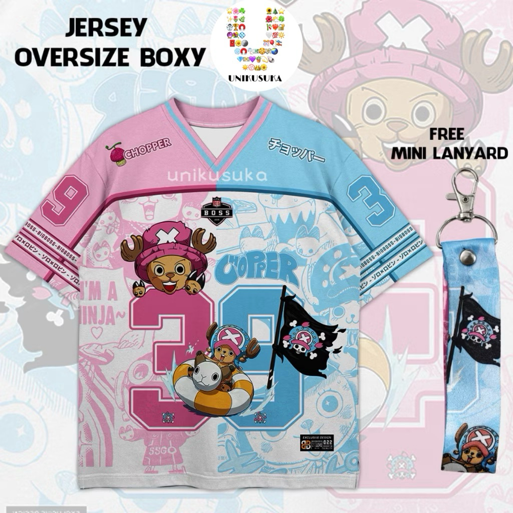 [UNIKUSUKA] Premium Anime One Piece Unisex Boy Girl Oversize One Piece Chopper Jersey
