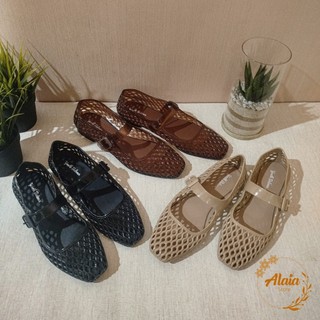 Sepatu Jelly Wanita 1778-A Mary Jane Anyam PVC Flat Anti Slip Ringan Nyaman Harian Balance 36/40---1778