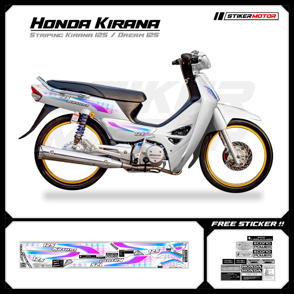 KIR48 Striping สติกเกอร์ Honda Kirana 125 Honda Dream 125 Motohai Variations Striker สติกเกอร์ Strip