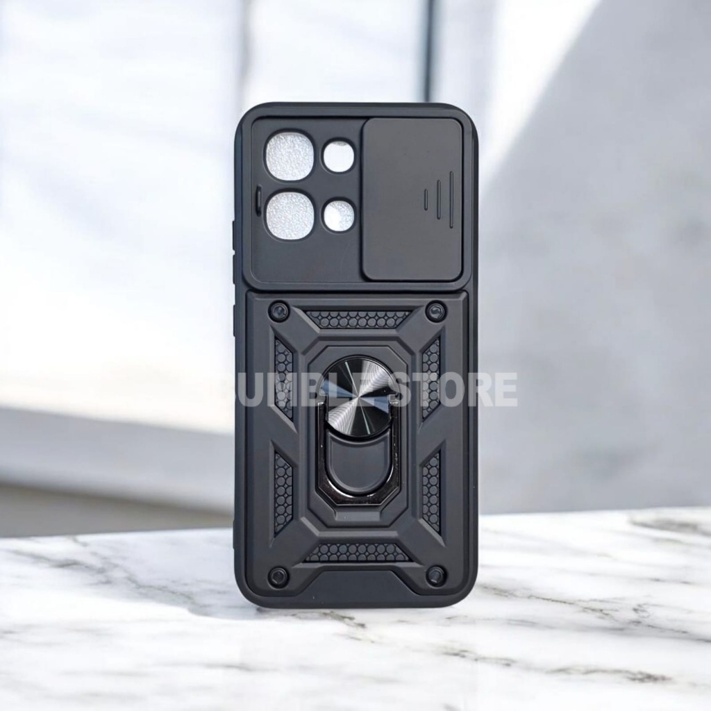 Oppo A6X Oppo A6X Pro Oppo A6T Oppo A6 Pro Case Ring Armor Robot Slide Transformer Black Slide Camer