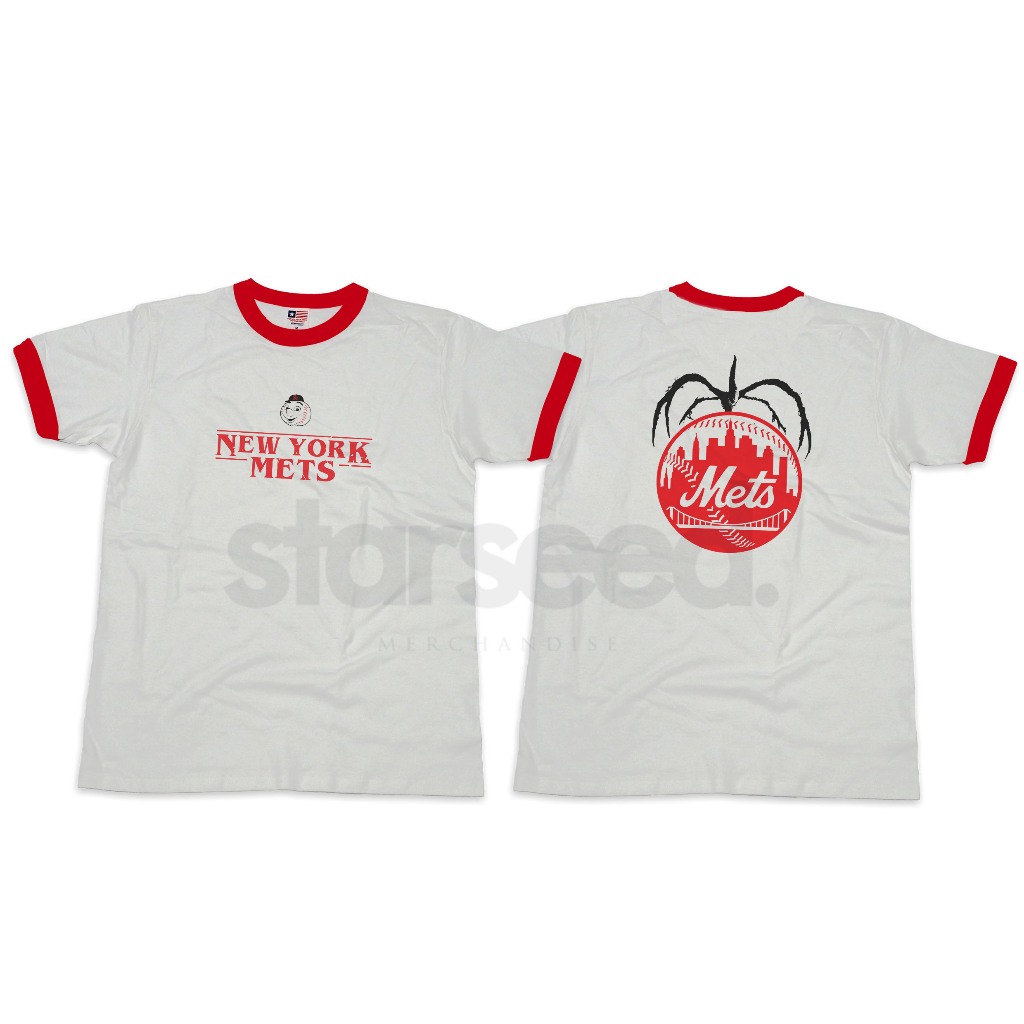 เสื้อยืด STRANGER THINGS NEW YORK METS RINGER (FRONT & BACK)