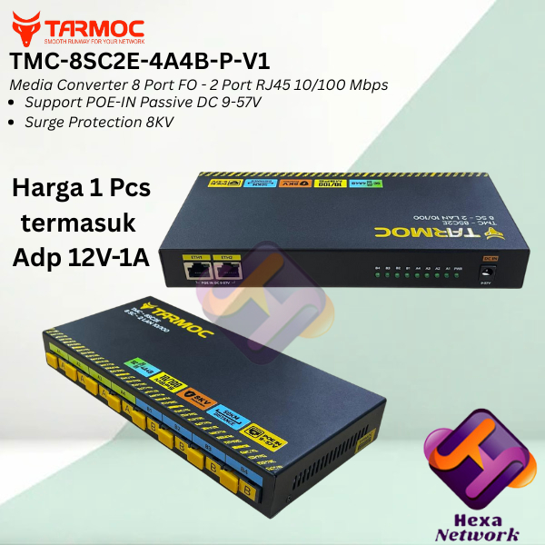 Tarmoc TMC-8SC2E-4A4B-P-V1 | สวิตช์แปลงสื่อ 8FO 2LAN / 8 FO 2 LAN 10/100Mbps POE IN 9-57 โวลต์ | 8SC
