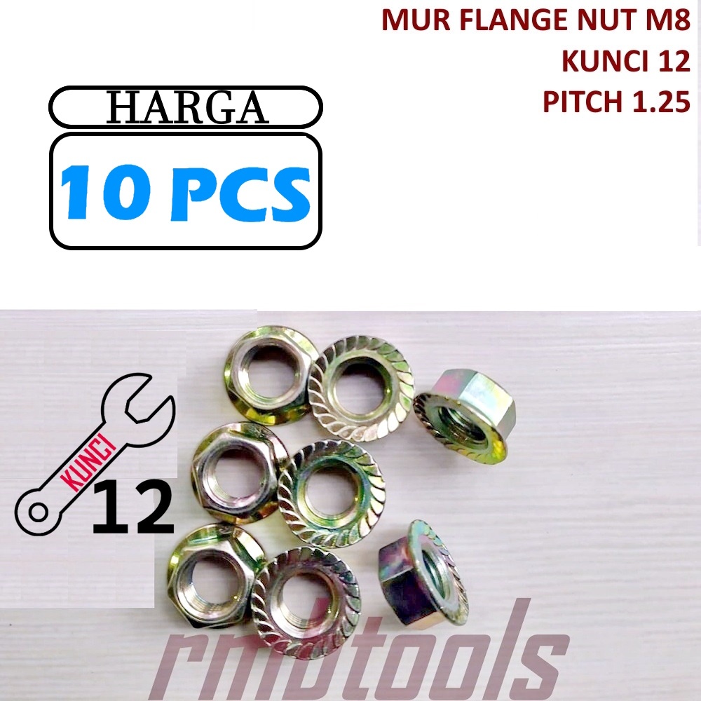 FLANGE NUT M8 สีเหลืองคีย์ 13 PITCH 1.25